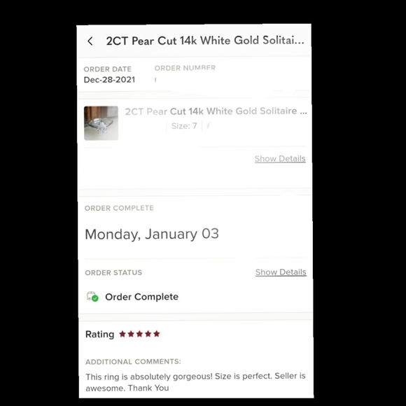 🆕️FINAL SALE 50% OFF $950 2CT Pear Cut 14k White Gold Simulated Solitaire Diam. - Picture 8 of 8